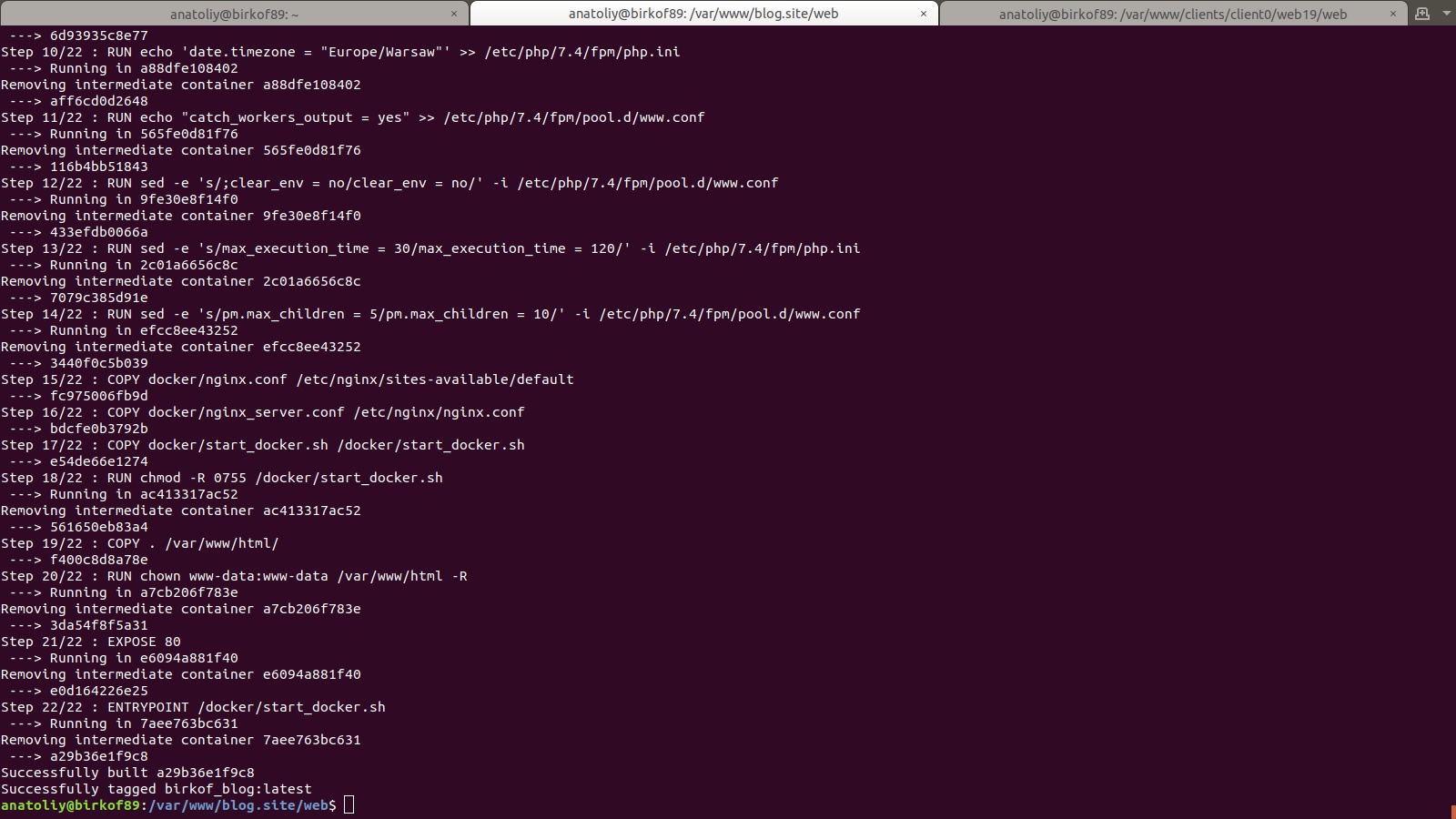 Finishing commands running from Dockerfile during building Docker