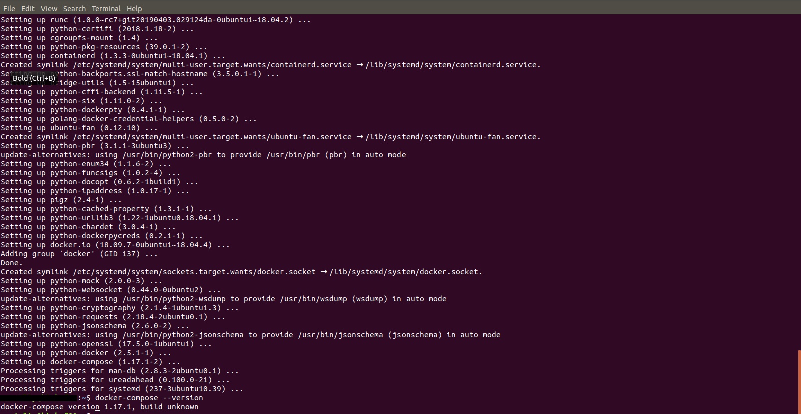 Ubuntu 18.04 verify docker-compose