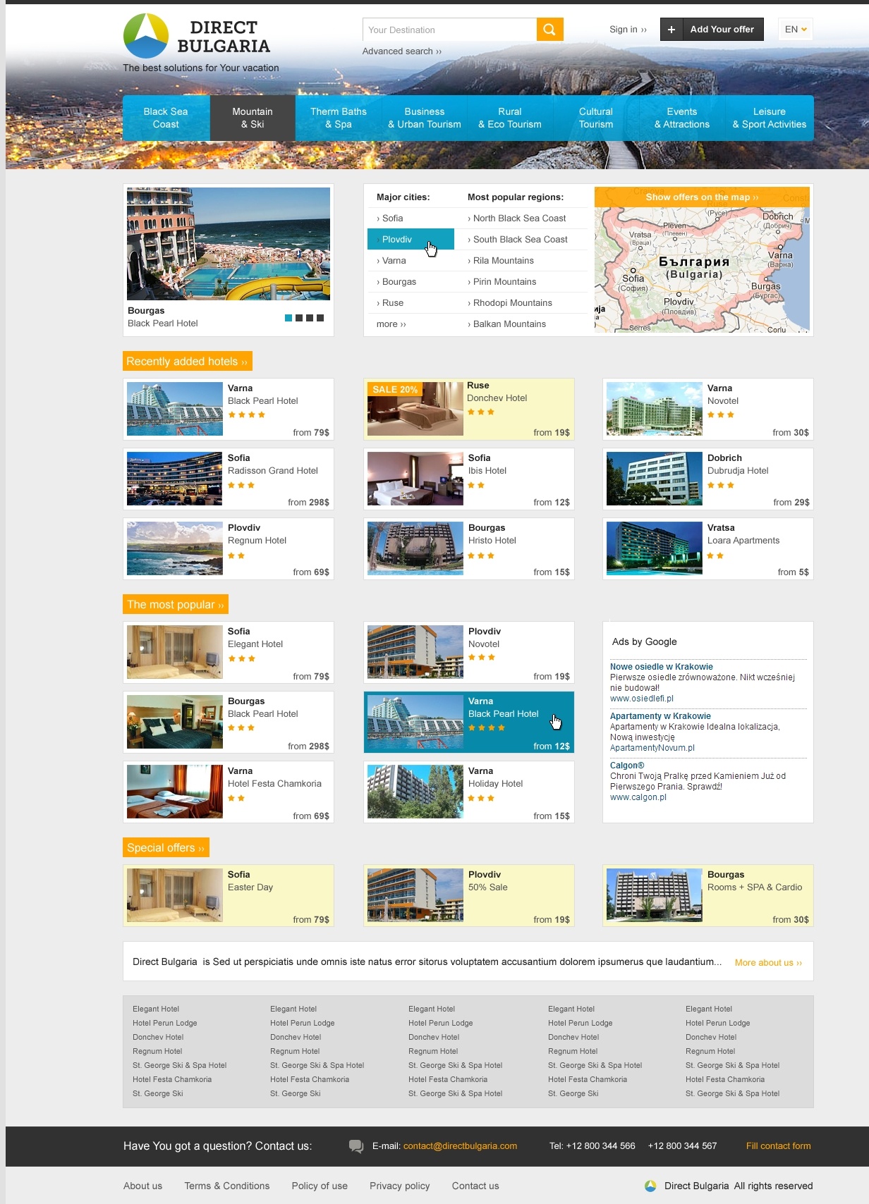 Hotels and apartments catalog