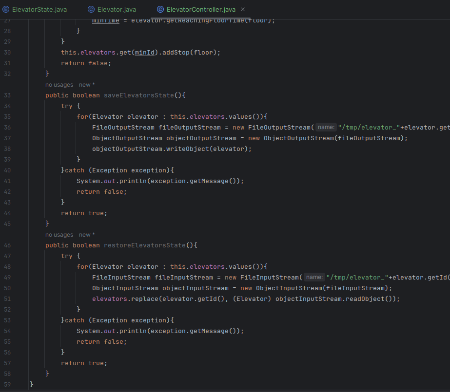 Elevator class part 2 - IntelliJ